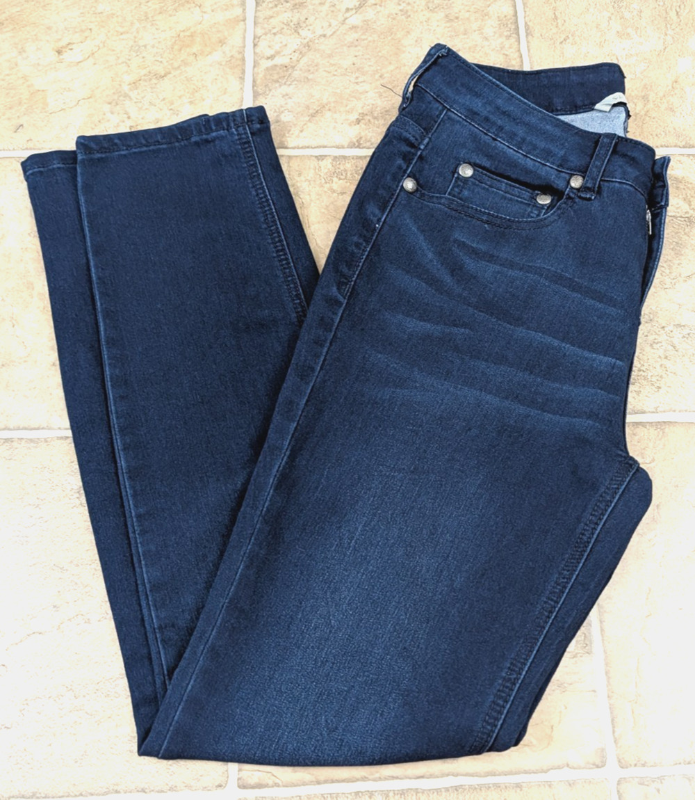 Soft Surroundings sz 4 Skinny denim Jeans stretchy mid rise dark blue 0749